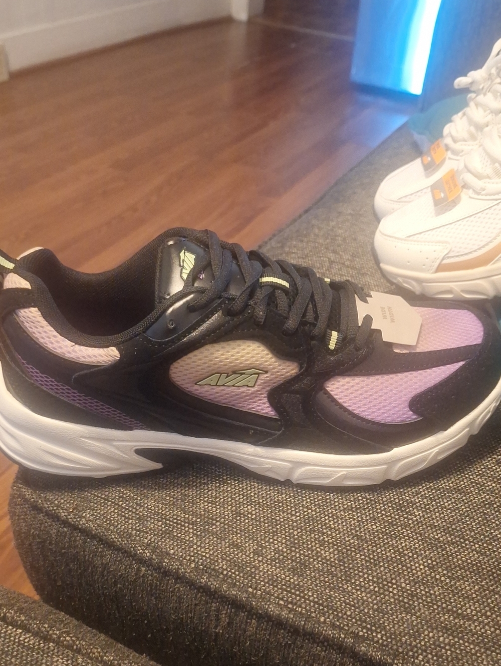 Women's Black and Purple Mesh Athletic Sneakers